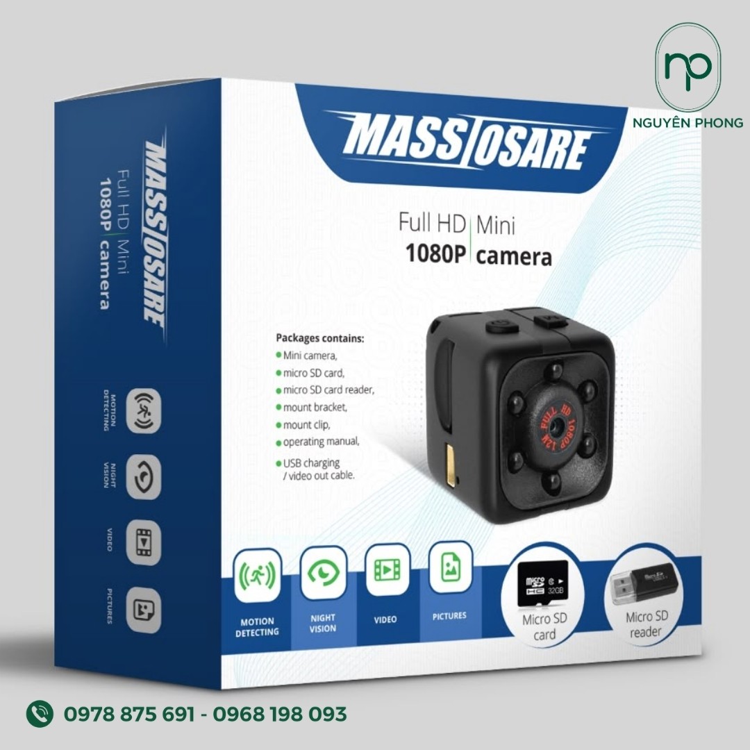 Hộp giấy đựng camera màu xanh trắng
